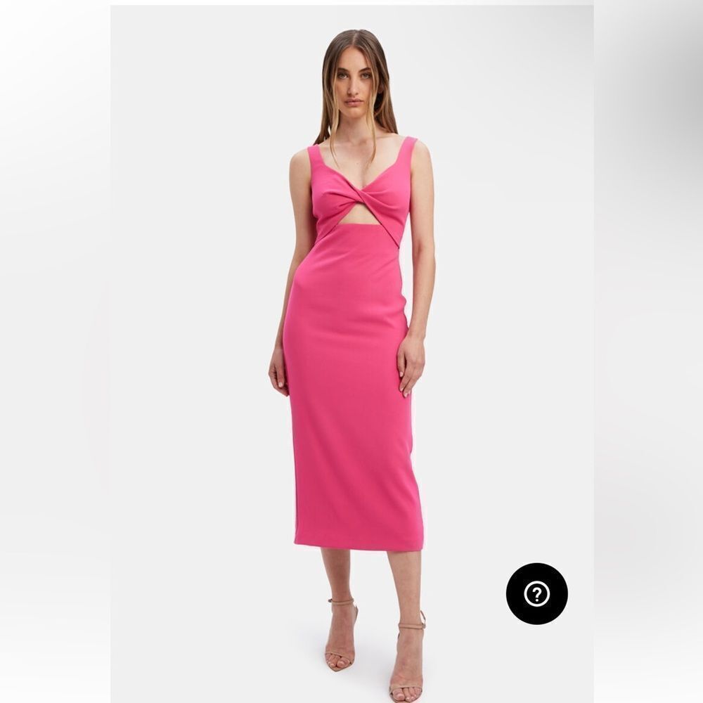 Bardot Maja Midi Dress fuschia pink cut out stretch party wedding XS